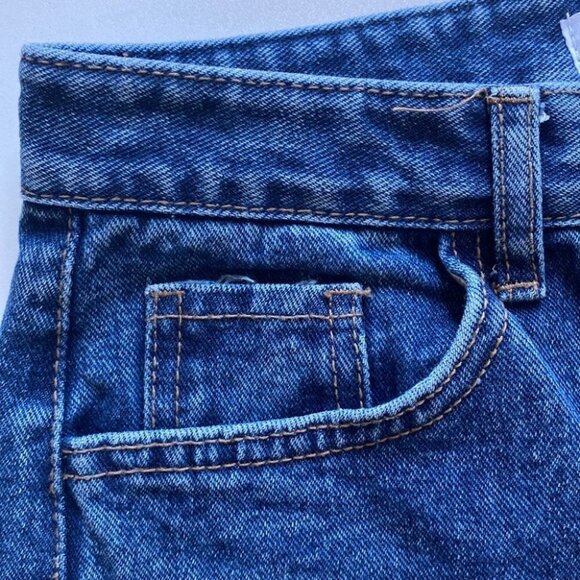 Oak + Fort Wide Leg crop Raw Hem Rigid Jeans Medium - Picture 9 of 9